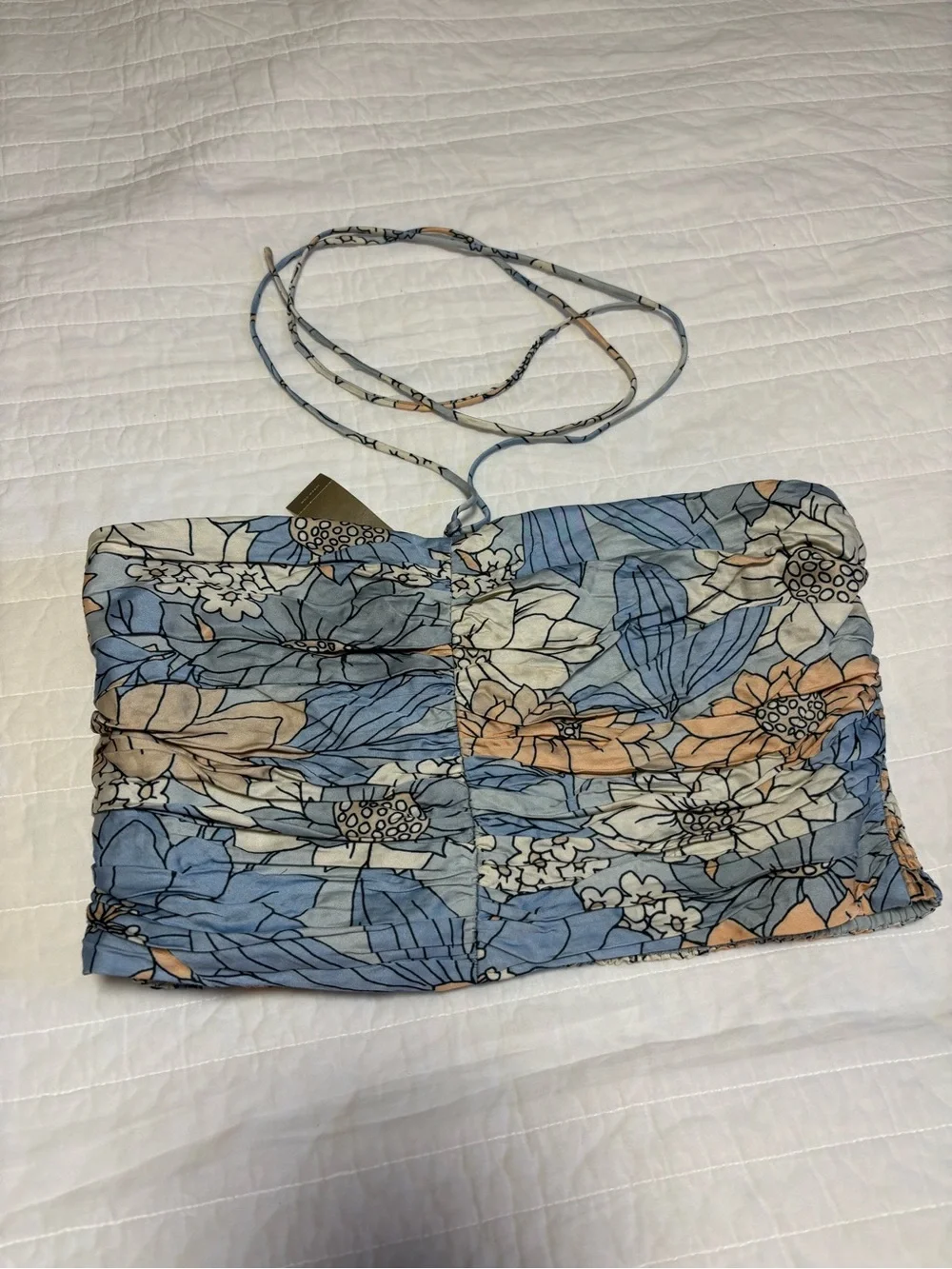 J. Crew Textured Satin Halter Top Zinnea Floral Print - Small NWT
